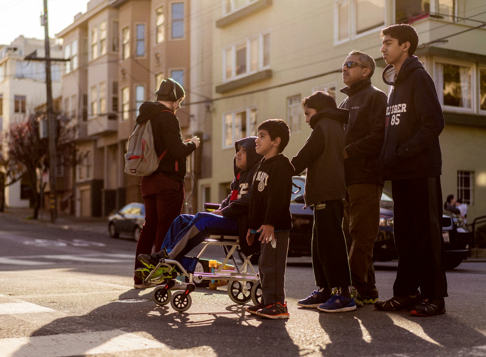 group of boys on a road